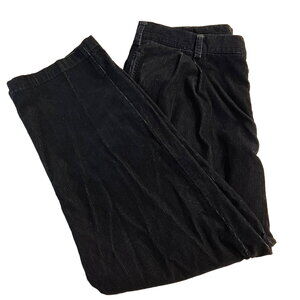 VTG 90s Y2K Savane Mens 38x29 Black Corduroy Pleated Front Trouser Pants Cotton